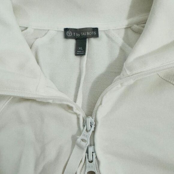 T by Talbots White Zip Up Sweater Women’s Size XL Long Sleeve Casual Jacket - Picture 11 of 12